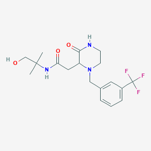 molecular formula C18H24F3N3O3 B6110597 N-(2-hydroxy-1,1-dimethylethyl)-2-{3-oxo-1-[3-(trifluoromethyl)benzyl]-2-piperazinyl}acetamide 