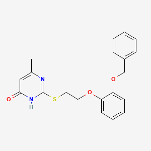 molecular formula C20H20N2O3S B6110629 2-({2-[2-(benzyloxy)phenoxy]ethyl}thio)-6-methyl-4-pyrimidinol 