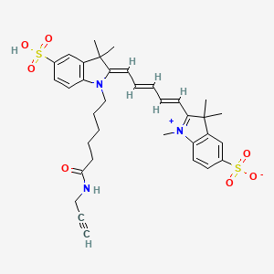 molecular formula C35H40KN3O7S2 B611063 2-(5-(3,3-Dimethyl-1-(6-oxo-6-(prop-2-yn-1-ylamino)hexyl)-5-sulfoindolin-2-ylidene)penta-1,3-dien-1-yl)-1,3,3-trimethyl-3H-indol-1-ium-5-sulfonate CAS No. 1617572-09-4