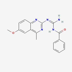 molecular formula C18H17N5O2 B6110640 N-[(E)-Amino[(6-methoxy-4-methylquinazolin-2-YL)amino]methylidene]benzamide 