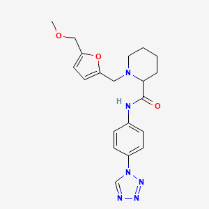 molecular formula C20H24N6O3 B6110666 1-{[5-(methoxymethyl)-2-furyl]methyl}-N-[4-(1H-tetrazol-1-yl)phenyl]-2-piperidinecarboxamide 