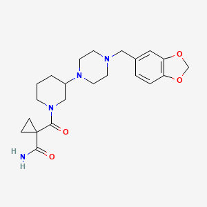 molecular formula C22H30N4O4 B6110671 1-({3-[4-(1,3-benzodioxol-5-ylmethyl)-1-piperazinyl]-1-piperidinyl}carbonyl)cyclopropanecarboxamide 