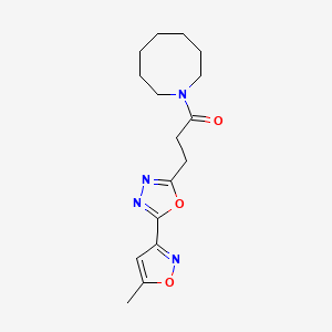 molecular formula C16H22N4O3 B6110694 1-(Azocan-1-yl)-3-[5-(5-methyl-1,2-oxazol-3-yl)-1,3,4-oxadiazol-2-yl]propan-1-one 