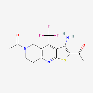 1-[6-acetyl-3-amino-4-(trifluoromethyl)-5,6,7,8-tetrahydrothieno[2,3-b]-1,6-naphthyridin-2-yl]ethanone