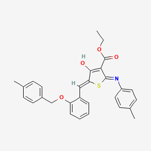 molecular formula C29H27NO4S B6110756 ethyl 5-{2-[(4-methylbenzyl)oxy]benzylidene}-4-oxo-2-(4-toluidino)-4,5-dihydro-3-thiophenecarboxylate 