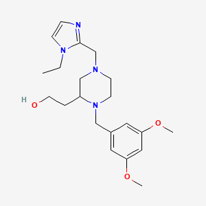 molecular formula C21H32N4O3 B6110838 2-{1-(3,5-dimethoxybenzyl)-4-[(1-ethyl-1H-imidazol-2-yl)methyl]-2-piperazinyl}ethanol 