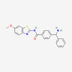 molecular formula C22H19N3O2S B611085 4-(amino(phenyl)methyl)-N-(6-methoxybenzo[d]thiazol-2-yl)benzamide CAS No. 1673556-40-5