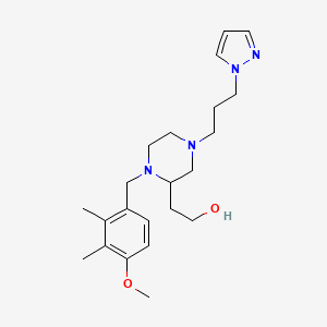 molecular formula C22H34N4O2 B6110859 2-{1-(4-methoxy-2,3-dimethylbenzyl)-4-[3-(1H-pyrazol-1-yl)propyl]-2-piperazinyl}ethanol 