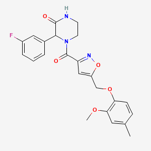 3-(3-fluorophenyl)-4-({5-[(2-methoxy-4-methylphenoxy)methyl]-3-isoxazolyl}carbonyl)-2-piperazinone