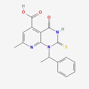 molecular formula C17H15N3O3S B6110869 7-Methyl-4-oxo-1-(1-phenylethyl)-2-sulfanyl-1,4-dihydropyrido[2,3-d]pyrimidine-5-carboxylic acid 