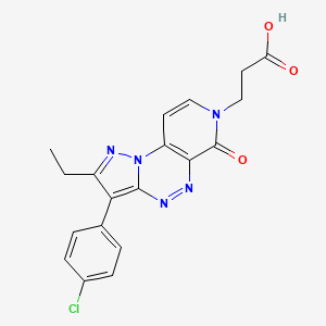 3-[5-(4-Chlorophenyl)-4-ethyl-10-oxo-2,3,7,8,11-pentazatricyclo[7.4.0.02,6]trideca-1(9),3,5,7,12-pentaen-11-yl]propanoic acid