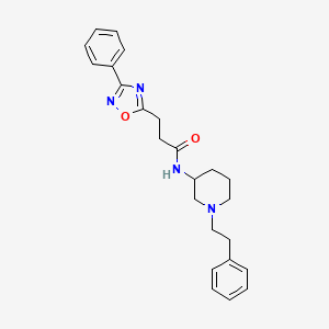 molecular formula C24H28N4O2 B6110894 N-[1-(2-phenylethyl)-3-piperidinyl]-3-(3-phenyl-1,2,4-oxadiazol-5-yl)propanamide 