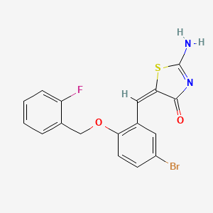 molecular formula C17H12BrFN2O2S B6110996 5-{5-bromo-2-[(2-fluorobenzyl)oxy]benzylidene}-2-imino-1,3-thiazolidin-4-one 