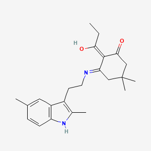 molecular formula C23H30N2O2 B6111004 3-{[2-(2,5-dimethyl-1H-indol-3-yl)ethyl]amino}-5,5-dimethyl-2-propionylcyclohex-2-en-1-one 