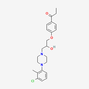 molecular formula C23H29ClN2O3 B6111015 1-(4-{3-[4-(3-chloro-2-methylphenyl)piperazin-1-yl]-2-hydroxypropoxy}phenyl)propan-1-one 