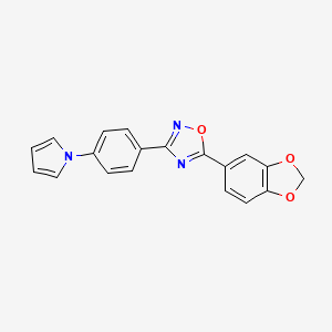 molecular formula C19H13N3O3 B6111056 5-(1,3-benzodioxol-5-yl)-3-[4-(1H-pyrrol-1-yl)phenyl]-1,2,4-oxadiazole 