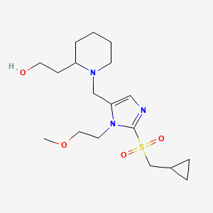 molecular formula C18H31N3O4S B6111103 2-(1-{[2-[(cyclopropylmethyl)sulfonyl]-1-(2-methoxyethyl)-1H-imidazol-5-yl]methyl}-2-piperidinyl)ethanol 