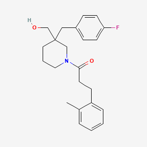 molecular formula C23H28FNO2 B6111112 {3-(4-fluorobenzyl)-1-[3-(2-methylphenyl)propanoyl]-3-piperidinyl}methanol 