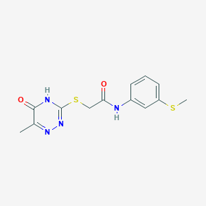 molecular formula C13H14N4O2S2 B6111113 2-[(6-methyl-5-oxo-4,5-dihydro-1,2,4-triazin-3-yl)thio]-N-[3-(methylthio)phenyl]acetamide 