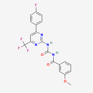 molecular formula C20H14F4N4O3 B6111115 N-({[4-(4-fluorophenyl)-6-(trifluoromethyl)pyrimidin-2-yl]amino}carbonyl)-3-methoxybenzamide 