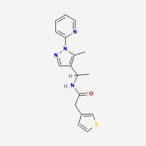 molecular formula C17H18N4OS B6111119 N-{1-[5-methyl-1-(2-pyridinyl)-1H-pyrazol-4-yl]ethyl}-2-(3-thienyl)acetamide 