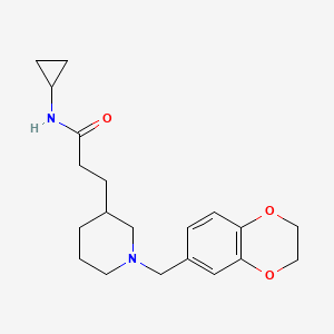 molecular formula C20H28N2O3 B6111136 N-cyclopropyl-3-[1-(2,3-dihydro-1,4-benzodioxin-6-ylmethyl)-3-piperidinyl]propanamide 