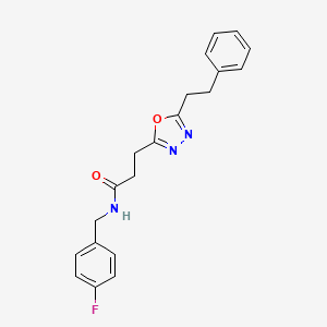 molecular formula C20H20FN3O2 B6111151 N-(4-fluorobenzyl)-3-[5-(2-phenylethyl)-1,3,4-oxadiazol-2-yl]propanamide 
