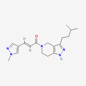 molecular formula C18H25N5O B6111188 3-(3-methylbutyl)-5-[(2E)-3-(1-methyl-1H-pyrazol-4-yl)prop-2-enoyl]-4,5,6,7-tetrahydro-1H-pyrazolo[4,3-c]pyridine 
