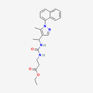 molecular formula C22H26N4O3 B6111197 ethyl N-[({1-[5-methyl-1-(1-naphthyl)-1H-pyrazol-4-yl]ethyl}amino)carbonyl]-beta-alaninate 