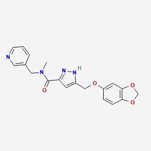 molecular formula C19H18N4O4 B6111204 5-[(1,3-benzodioxol-5-yloxy)methyl]-N-methyl-N-(3-pyridinylmethyl)-1H-pyrazole-3-carboxamide 