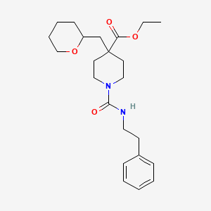 molecular formula C23H34N2O4 B6111214 ethyl 1-{[(2-phenylethyl)amino]carbonyl}-4-(tetrahydro-2H-pyran-2-ylmethyl)-4-piperidinecarboxylate 