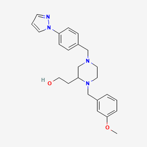 molecular formula C24H30N4O2 B6111219 2-{1-(3-methoxybenzyl)-4-[4-(1H-pyrazol-1-yl)benzyl]-2-piperazinyl}ethanol 