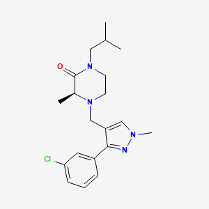 molecular formula C20H27ClN4O B6111226 (3S)-4-{[3-(3-chlorophenyl)-1-methyl-1H-pyrazol-4-yl]methyl}-1-isobutyl-3-methyl-2-piperazinone 