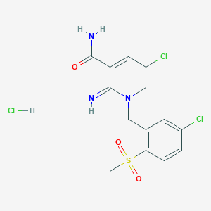 molecular formula C14H14Cl3N3O3S B611123 5-Chloro-1-(5-chloro-2-(methylsulfonyl)benzyl)-2-imino-1,2-dihydropyridine-3-carboxamide hydrochloride CAS No. 1192347-42-4