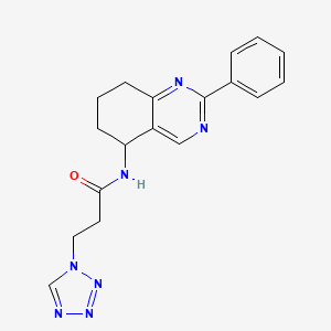 molecular formula C18H19N7O B6111235 N-(2-phenyl-5,6,7,8-tetrahydro-5-quinazolinyl)-3-(1H-tetrazol-1-yl)propanamide 