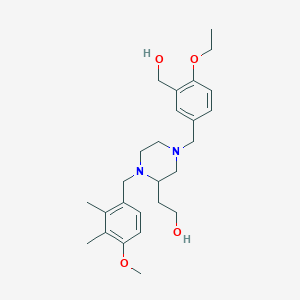 molecular formula C26H38N2O4 B6111253 2-[4-[4-ethoxy-3-(hydroxymethyl)benzyl]-1-(4-methoxy-2,3-dimethylbenzyl)-2-piperazinyl]ethanol 