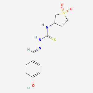 molecular formula C12H15N3O3S2 B6111283 4-hydroxybenzaldehyde N-(1,1-dioxidotetrahydro-3-thienyl)thiosemicarbazone 
