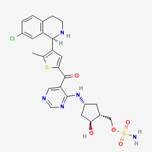 molecular formula C25H28ClN5O5S2 B611129 [(1R,2S,4R)-4-[[5-[[4-((1R)-7-Chloro-1,2,3,4-tetrahydroisoquinolin-1-yl)-5-methylthien-2-yl]carbonyl]pyrimidin-4-yl]amino]-2-hydroxycyclopentyl]methyl sulfamate CAS No. 1858276-04-6