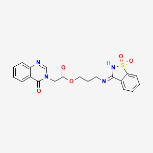 molecular formula C20H18N4O5S B6111292 3-[(1,1-dioxido-1,2-benzisothiazol-3-yl)amino]propyl (4-oxo-3(4H)-quinazolinyl)acetate 