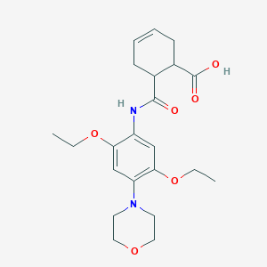 molecular formula C22H30N2O6 B6111300 6-({[2,5-diethoxy-4-(4-morpholinyl)phenyl]amino}carbonyl)-3-cyclohexene-1-carboxylic acid 