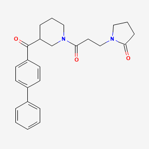 molecular formula C25H28N2O3 B6111343 1-{3-[3-(4-biphenylylcarbonyl)-1-piperidinyl]-3-oxopropyl}-2-pyrrolidinone 