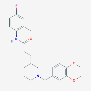 molecular formula C24H29FN2O3 B6111351 3-[1-(2,3-dihydro-1,4-benzodioxin-6-ylmethyl)-3-piperidinyl]-N-(4-fluoro-2-methylphenyl)propanamide 