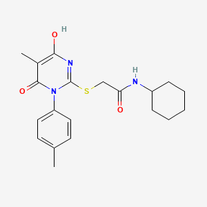 molecular formula C20H25N3O3S B6111366 N-cyclohexyl-2-{[4-hydroxy-5-methyl-1-(4-methylphenyl)-6-oxo-1,6-dihydro-2-pyrimidinyl]thio}acetamide 
