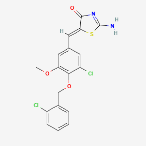molecular formula C18H14Cl2N2O3S B6111368 5-{3-chloro-4-[(2-chlorobenzyl)oxy]-5-methoxybenzylidene}-2-imino-1,3-thiazolidin-4-one 