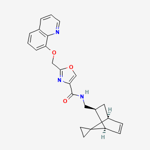 molecular formula C24H23N3O3 B6111379 2-[(8-quinolinyloxy)methyl]-N-[(1R*,2S*,4S*)-spiro[bicyclo[2.2.1]heptane-7,1'-cyclopropane]-5-en-2-ylmethyl]-1,3-oxazole-4-carboxamide 