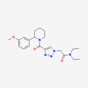 molecular formula C21H29N5O3 B6111388 N,N-diethyl-2-(4-{[2-(3-methoxyphenyl)-1-piperidinyl]carbonyl}-1H-1,2,3-triazol-1-yl)acetamide 