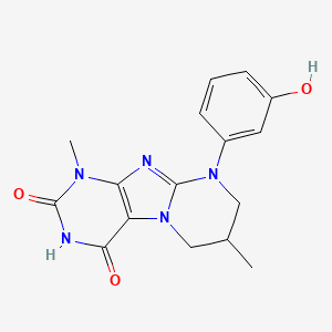 molecular formula C16H17N5O3 B6111428 9-(3-hydroxyphenyl)-1,7-dimethyl-6,7,8,9-tetrahydropyrimido[2,1-f]purine-2,4(1H,3H)-dione 