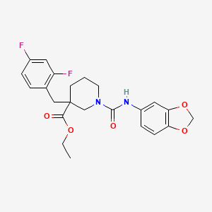 molecular formula C23H24F2N2O5 B6111430 ethyl 1-[(1,3-benzodioxol-5-ylamino)carbonyl]-3-(2,4-difluorobenzyl)-3-piperidinecarboxylate 