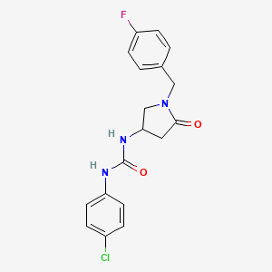 molecular formula C18H17ClFN3O2 B6111457 N-(4-chlorophenyl)-N'-[1-(4-fluorobenzyl)-5-oxo-3-pyrrolidinyl]urea 
