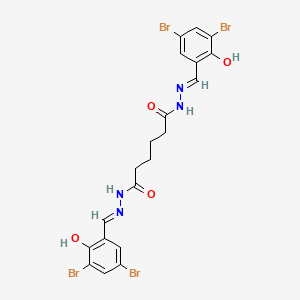 molecular formula C20H18Br4N4O4 B6111463 N'~1~,N'~6~-bis(3,5-dibromo-2-hydroxybenzylidene)hexanedihydrazide 